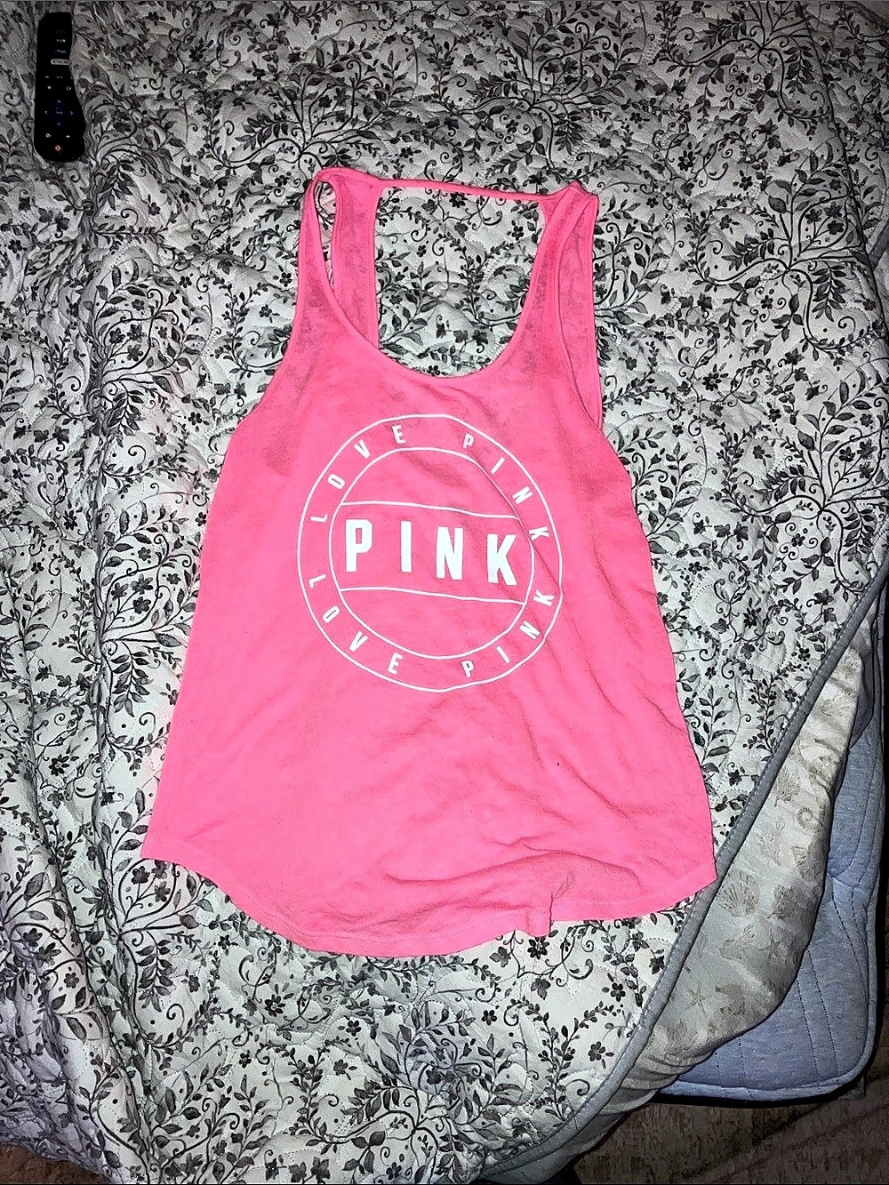 PINK Graphic Racerback Tank Size Small